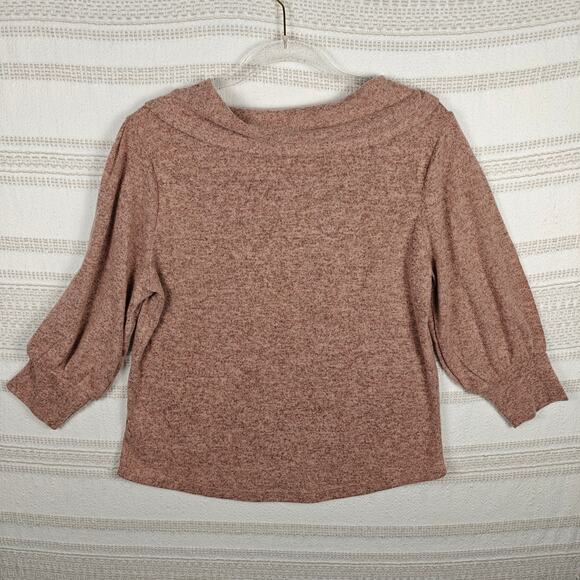 Adrienne Vittadini Pink Cowl Neck Lightweight Sweater Top Size L NWT - Picture 2 of 8